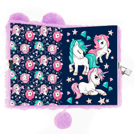 Pamiętnik pluszowy z kłódką Unicorn