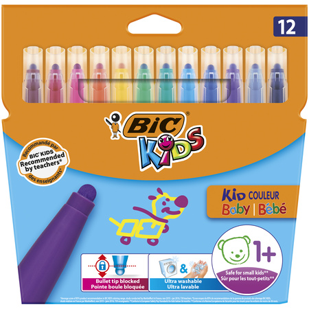 Flamastry Kids Kid Couleur Baby BIC 12 kolory