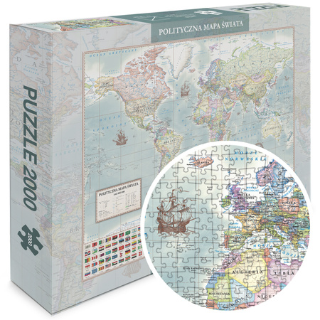 Puzzle 2000 Świat polityczny mapa stylizowana 1:42 000 000