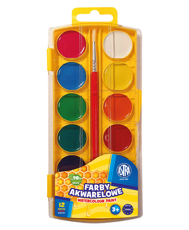 Farby akwarelowe miodowe Astra 12 kolorów
