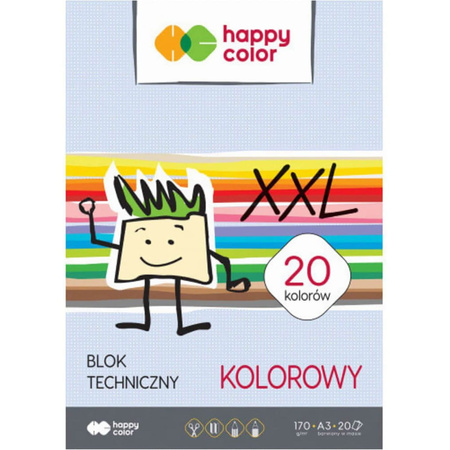 Paczka Blok techniczny kolorowy A3 170g Happy Color 10sztuk