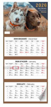 Kalendarz 2026 trzymiesięczny ścienny Premium 1szt.mix