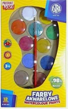 Farby akwarelowe Astra 12 kolorów pędzelek