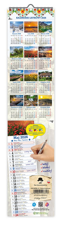 Kalendarz 2026 ścienny paskowy wąski Polskie krajobrazy KPW V3