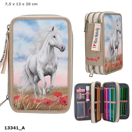 Piórnik potrójny z wyposażeniem Miss Melody Poppy Sand 13341A