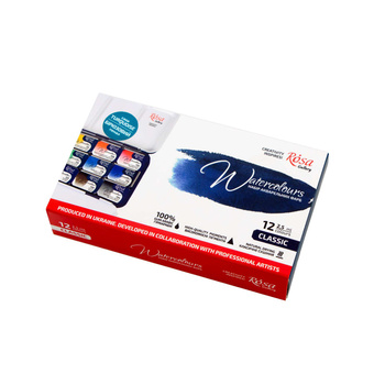 Farby akwarelowe w kostkach classic w metalowej kasetce 12 kolorów