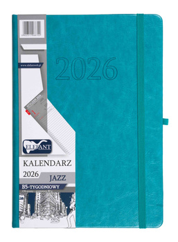 Kalendarz 2026 Jazz B5 tygodniowy turkusowy