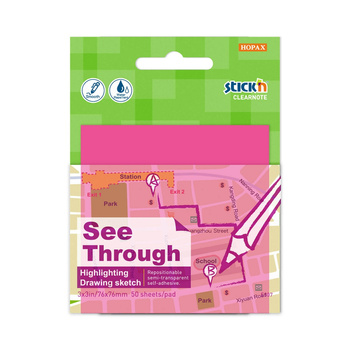 Notes samoprzylepny przezroczysty różowy 76x76mm 50 kartek