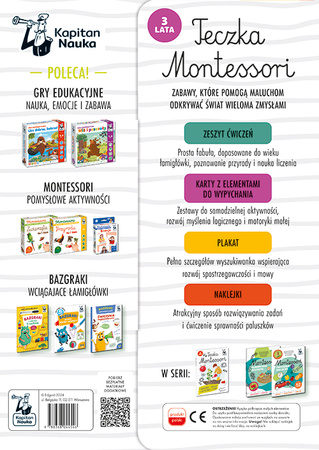 Teczka Montessori. 3 lata. Kapitan Nauka. Montessori