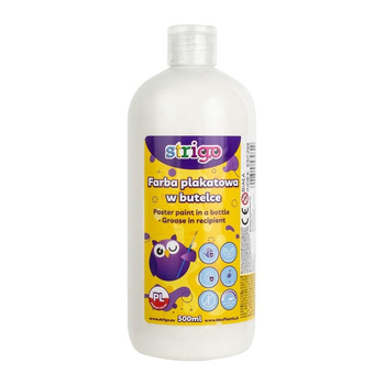 Farba plakatowa Strigo butelka 500 ml biała