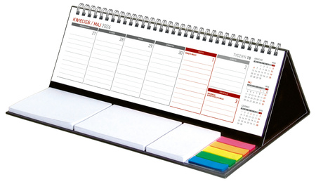 Kalendarz 2026 z notesem MAXI tygodniowy spiralowany czarny