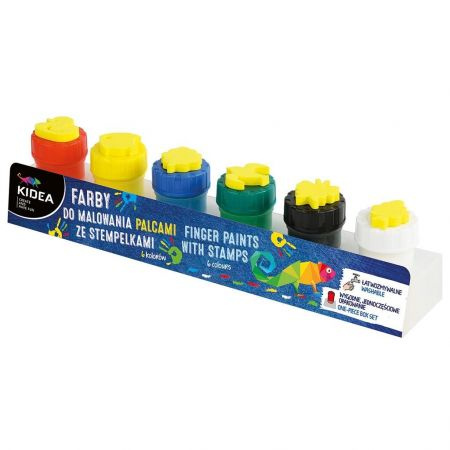 Farby do malowania palcami ze stempelkami Kidea 6 kolorów