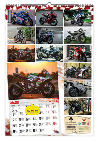 Kalendarz 2026 ścienny Motocykle A3 VD21