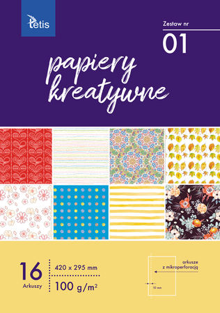 Papiery kreatywne zestaw 1 100g/m2 16 ark.