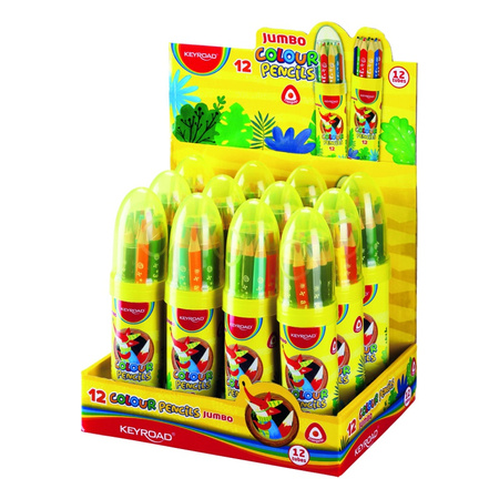 Kredki trójkątne ołówkowe Jumbo KEYROAD 12 kolorów