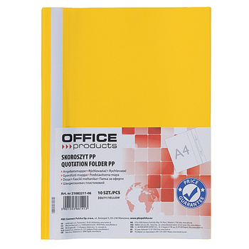 Paczka Skoroszyt OFFICE PRODUCTS PP żółty 10 sztuk