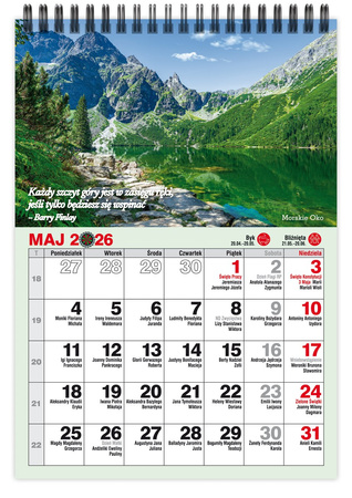 Kalendarz 2026 biurkowy pionowy miesięczny na spirali KBA5-MZ