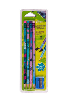 Ołówki trójkątne z gumką temperówka Disney Core Stitch blister 4 szt.
