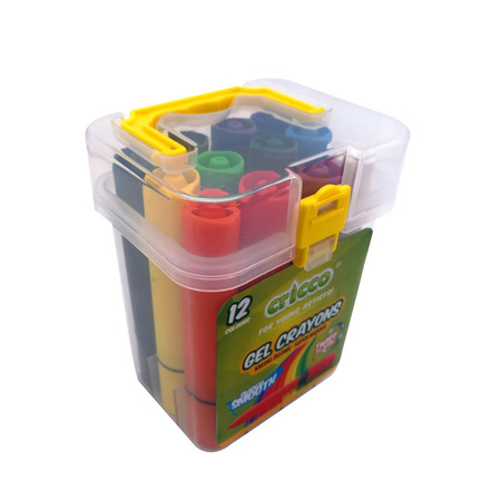 Kredki żelowe Cricco Twist 12 kolorów w wiaderku