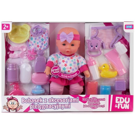 Lalka bobasek z akcesoriami pielęgnacyjnymi 32 cm Edu&Fun
