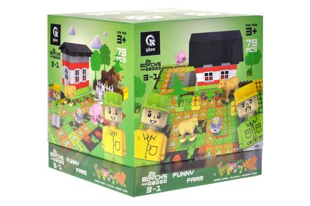 Klocki konstrukcyjne Block&Steps Wesoła farma + Gra planszowa 3w1