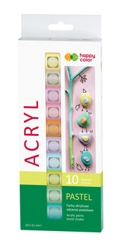 Farba akrylowa zestaw 12 ml x 10 kolorów pastelowych kolory Happy Color