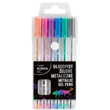 Długopisy żelowe metaliczne Kidea 6 kolorów