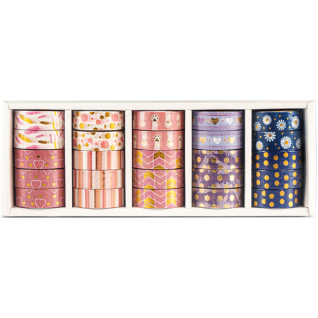 Display Taśma klejąca dekoracyjna Washi Tape Gold Narcissus SET 4 display mix 25 sztuk