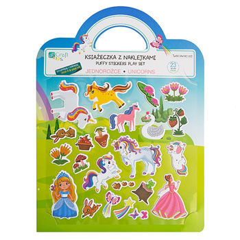 Książeczka  z naklejkami wielokrotnego użytku Jednorożce
