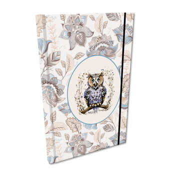 Notes A5 kratka z gumką Soft Touch Sowa