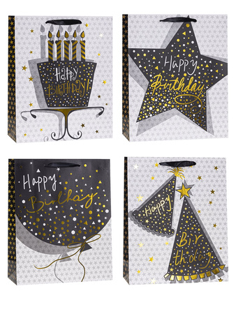 Torebki prezentowe TP-24065-GL-A4  wzór party 12 sztuk