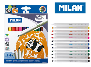 Flamastry stożkowe z wymazywaczem Milan 11 kolorów