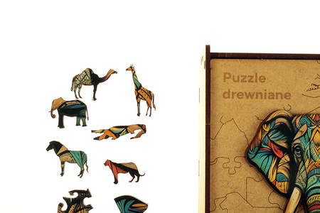 Puzzle 90 drewniane A4 Słoń