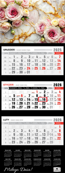 Kalendarz 2026 trójdzielny premium z wypukłą główką Vintage KT2 V85