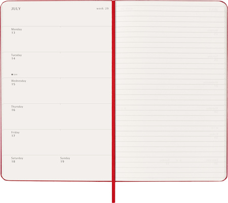 Kalendarz 2026 12M Moleskine L twarda oprawa tygodniowy Scarlet Red 13x21cm