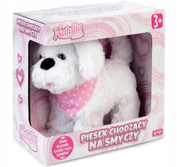 Piesek chodzący na smyczy Natalia biały