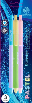 Długopis automatyczny Pastel Pen Astra 0,6mm blister 3 sztuki