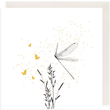 Karnet Złocony kwadrat CL3811BL Ważka