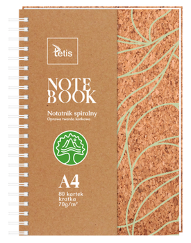 Kołonotatnik A4 oprawa korkowa, 70g/m2, 80 kartek