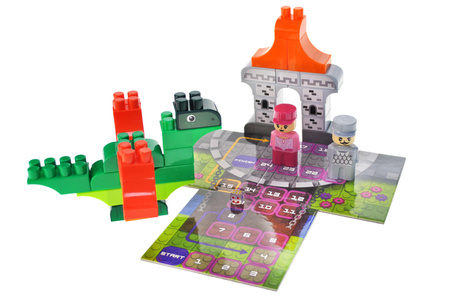 Klocki konstrukcyjne Block&Steps Smok i zamek +Gra planszowa 3w1