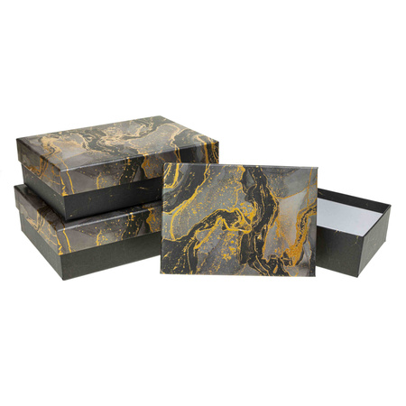 Pudełka ozdobne na prezenty PUG-Black-22001-PR-HS 3 sztuki