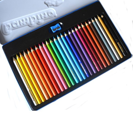 Kredki ołówkowe Bambino 26 kolorów z temperówką w pudełku metalowym