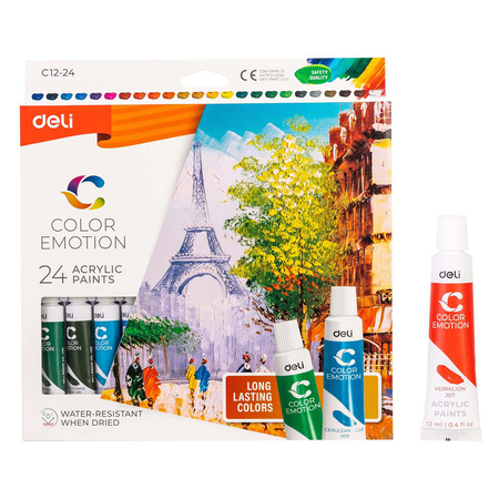 Farby akrylowe 24 kolory tuba 12ml