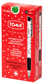 Paczka długopis automatyczny S-fine zielony 20 szt.