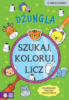 Dżungla. Szukaj, koloruj i licz