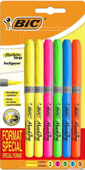 Zakreślacz BIC Highlighter Grip Special Format 6 kolorów blister