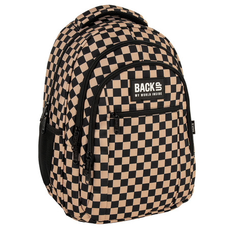 Plecak 3-komorowy Backup PLB7O24 kratka brązowa