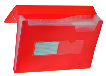 Teczka A4 PP harmonijkowa z gumką narożną czerwona