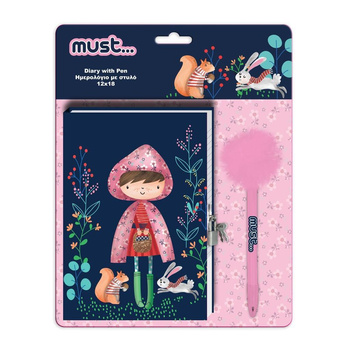 Pamiętnik Czerwony Kapturek +długopis z pomponem