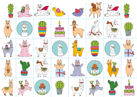 Wesołe lamy. Koloruj i rysuj